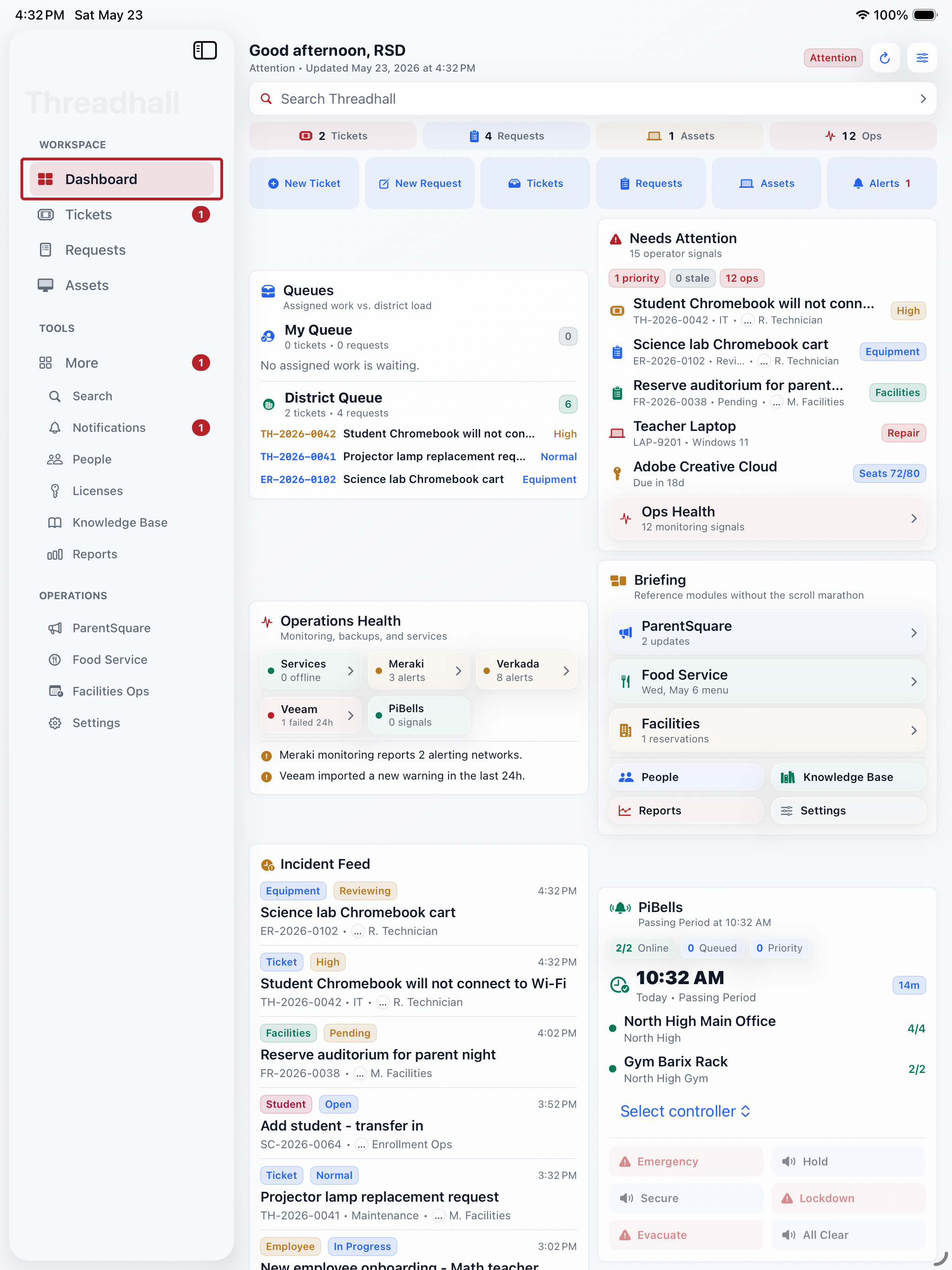 iPad dashboard